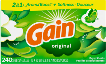 GAIN 'Original' Fabric Softener Sheets, 2in1 Aroma Boost + Softness Trocknertücher 240 Tücher