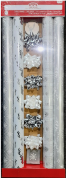 HOLIDAY Time Premium Gift Wrap Ensemble Silbertöne Papier & Folie 4x 3,04 m