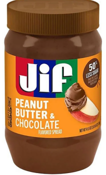 JIF 'Peanut Butter & Chocolate' Erdnussbutter mit Schokolade 50% Less Sugar 1180gr