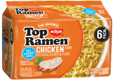 USA Nissin Top Ramen Noodle Soup 'Chicken Flavor'  6 Pack = 510 gr