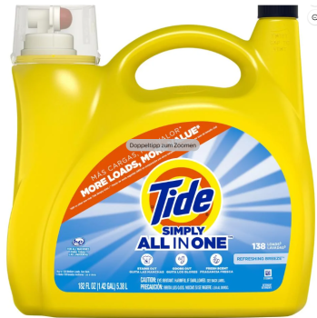 TIDE Simply All in One 'Refreshing Breeze' Laundry Detergent 138 Loads 5380 ml