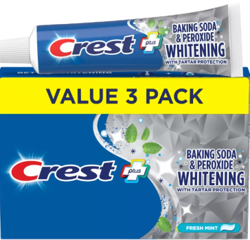 3er Pack CREST Plus Whitening 'Fresh Mint' Baking Soda & Peroxide 484 gr