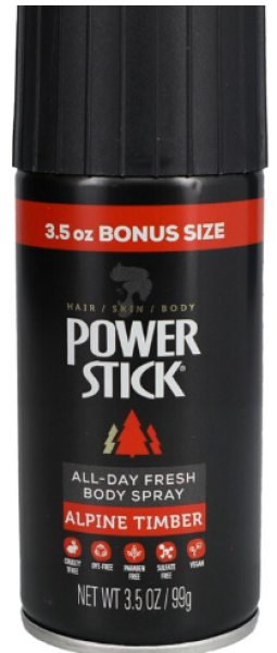 POWER STICK 'Alpine Timber' All-Day Fresh Body Spray 99 gr