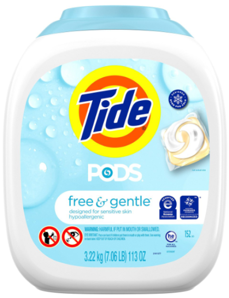 TIDE PODS 'Free & Gentle' Laundry Detergent, Sensitive Skin 152 Pacs 3220 gr